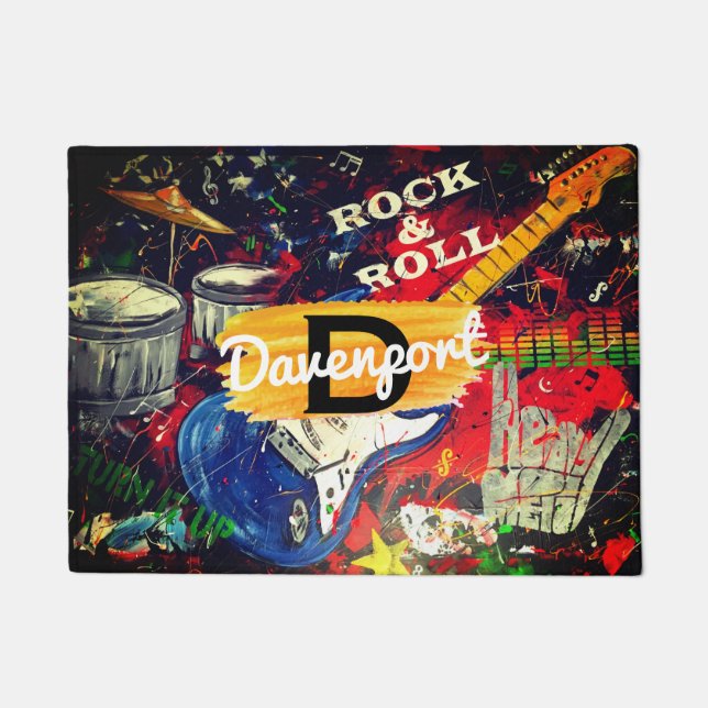 Rock & Roll Monogram Door Mat (Front)