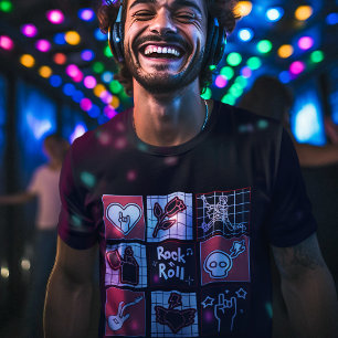 Rock & Roll Music Icon Art Squares Music Art Beats T-Shirt
