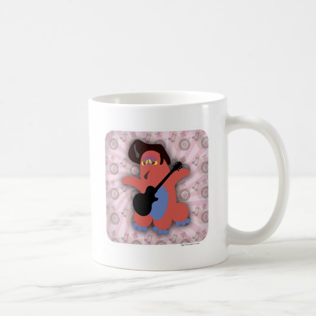 Rock Roll Musical Monster Cartoon Fun Art Coffee Mug (Right)