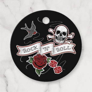 Rock & Roll Party Skull Rockabilly Tattoo Musician Favour Tags