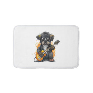 Rock  Roll Puppy Dog (Four)   Bath Mat