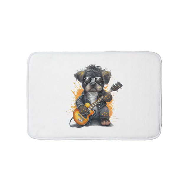 Rock  Roll Puppy Dog (Four)   Bath Mat (Front)