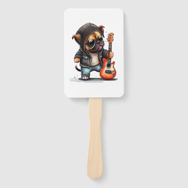 Rock  Roll Puppy Dog (Three)   Hand Fan (Front)