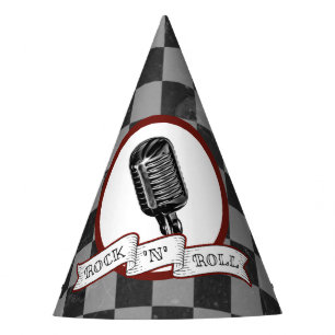 Rock & Roll Retro Microphone Rockabilly Paper Party Hat