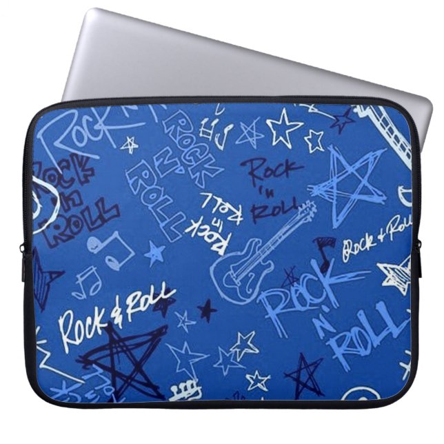 Rock & Roll Rock Star Blue Laptop Sleeve (Front)