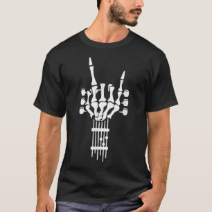 Rock & Roll Skeleton Guitar Music Lover Halloween  T-Shirt