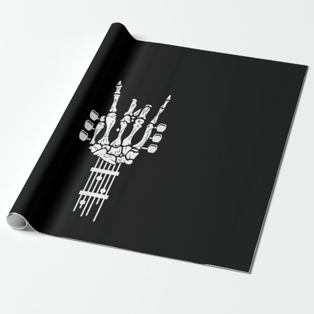 Rock & Roll Skeleton Guitar Music LoWrapping Paper (Unrolled)