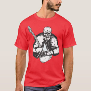 Rock & Roll Skeleton Guitar Player Figurine Music T-Shirt