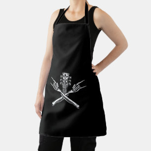 Rock & Roll Skeleton Hand with Guitar Music Apron