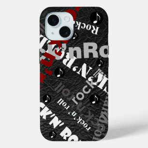 Rock & Roll typography - black iPhone 15 Case