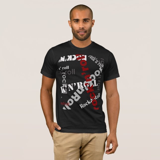 Rock & Roll Typography Black T-Shirt (Front Full)