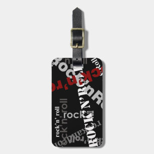 rock & roll typography design luggage tag