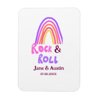 Rock & roll wedding add couple name retro rainbow 