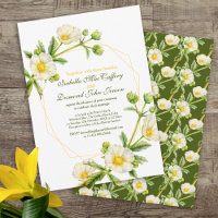Rock rose watercolor art white green wedding