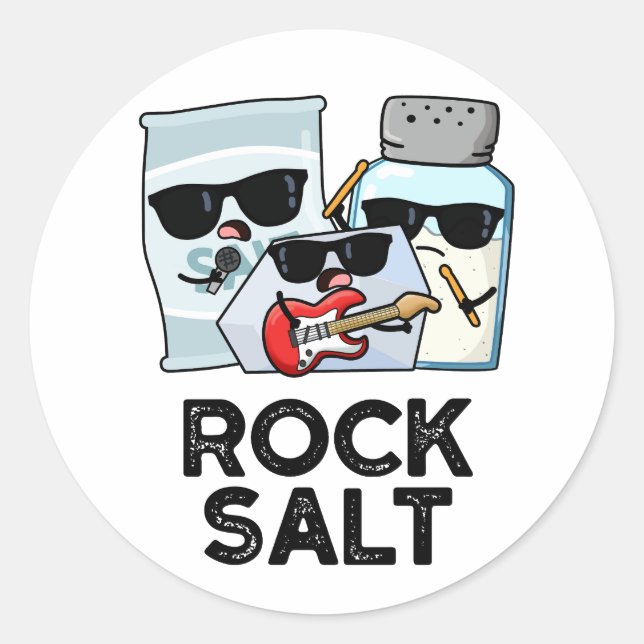Rock Salt Funny Condiment Music Pun  Classic Round Sticker (Front)