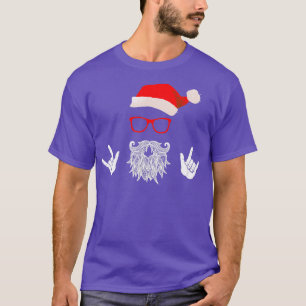 Rock Santa Claus Beard Hat Sunglasses T-Shirt