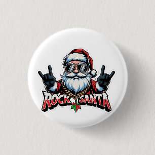 Rock Santa Metal Devil Horn Santa Metalhead  3 Cm Round Badge