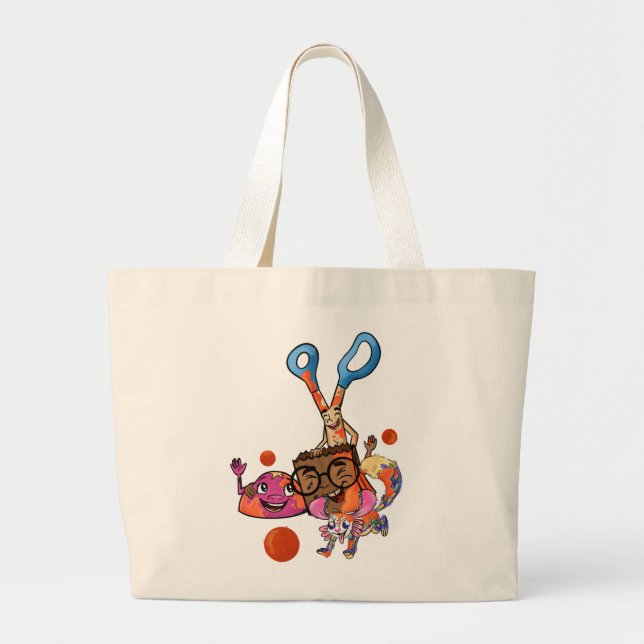 Rock, Scissors, Paperbag with Splashy Large Tote Bag (Front)