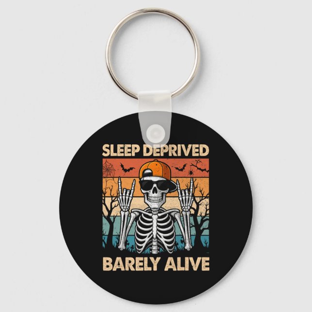 Rock Skeleton Deprived Rely Alive Halloween Costum Key Ring (Front)