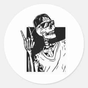 Rock Skeleton Hand Halloween Costume Funny Rocker  Classic Round Sticker