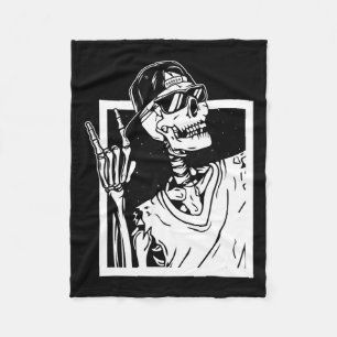Rock Skeleton Hand Halloween Costume Funny Rocker  Fleece Blanket