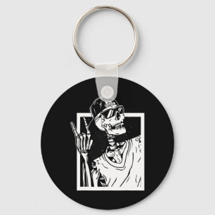 Rock Skeleton Hand Halloween Costume Funny Rocker Key Ring