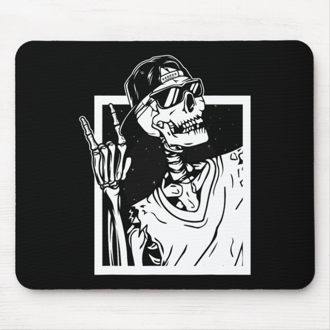 Rock Skeleton Hand Halloween Costume Funny Rocker  Mouse Pad (Front)