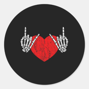 Rock Skeleton Hand Heart Rock And Roll  Classic Round Sticker