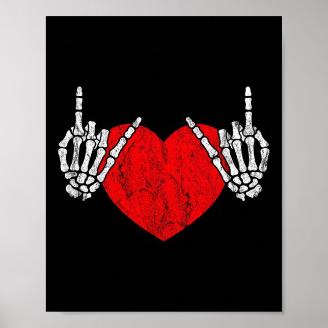 Rock Skeleton Hand Heart Rock And Roll  Poster (Front)