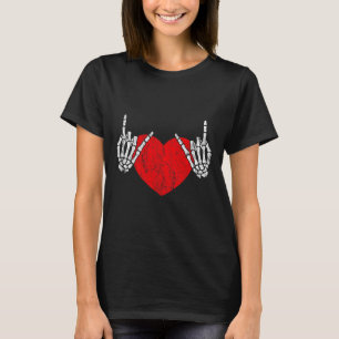 Rock Skeleton Hand Heart Rock And Roll  T-Shirt