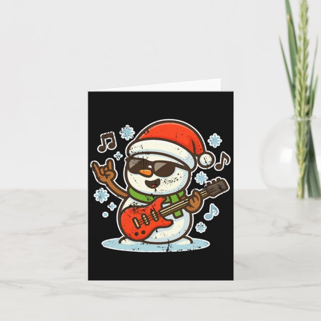 Rock Snowman With Guitar Premium Tri-blend  Card (Front)