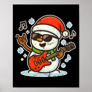 Rock Snowman With Guitar Premium Tri-blend  Poster