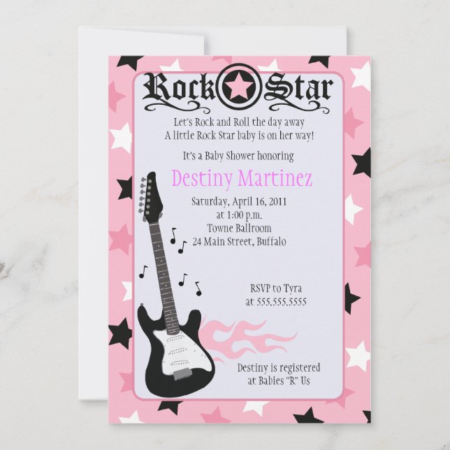 ROCK STAR 5x7 Rocker Baby Shower Invitation (Front)