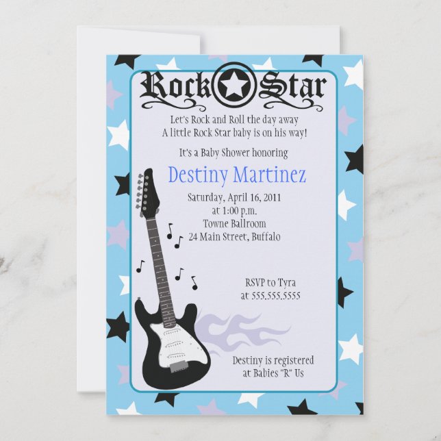 ROCK STAR 5x7 Rocker Baby Shower Invitation (Front)