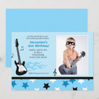 ROCK STAR 5x7 Rocker Birthday Photo Invitation