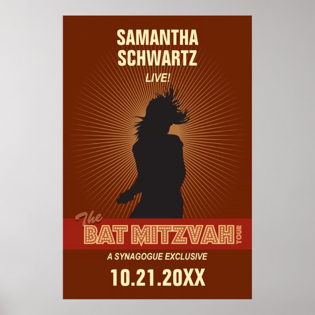 Rock Star Bat Mitzvah Poster in Brown (Front)