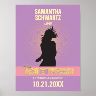 Rock Star Bat Mitzvah Poster-Purple Pink Poster