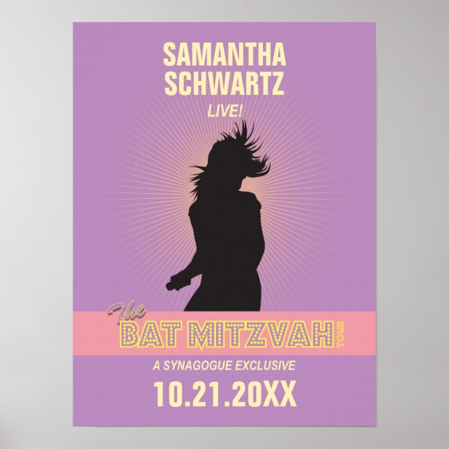Rock Star Bat Mitzvah Poster-Purple Pink Poster (Front)