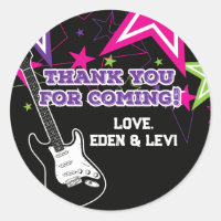 Rock Star Birthday Guitar Stars Pink Purple Classi