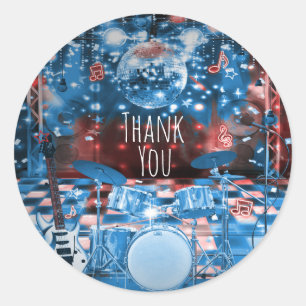 ROCK STAR Birthday Musical Dance Party Favour Classic Round Sticker