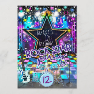 ROCK STAR Birthday Musical Dance Party Invitation