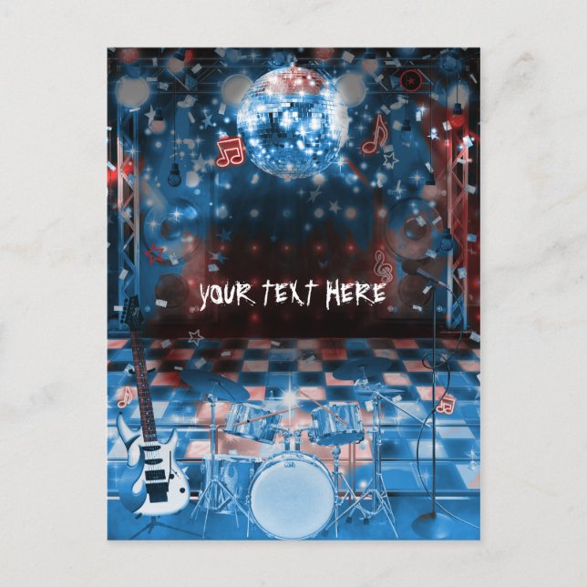 ROCK STAR Birthday Musical Dance Party Thank You Postcard (Front)