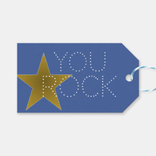 Rock Star Birthday Party Gift Tags Blue Gold
