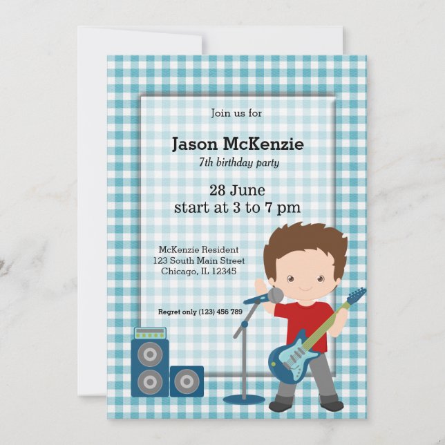 Rock Star birthday party Invitation (Front)