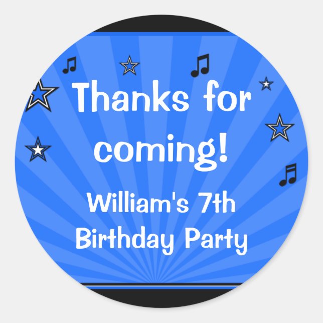 Rock Star Birthday Party Sticker (Front)
