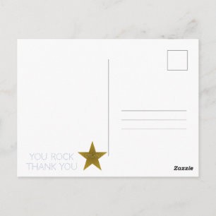 Rock Star Birthday Thank You Postcard Blue Gold