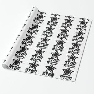 Rock Star, black & white stars, gift wrap. Wrapping Paper