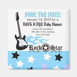 ROCK STAR Blue Baby Shower Favour Magnet