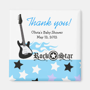 ROCK STAR Blue Baby Shower Favour Magnet
