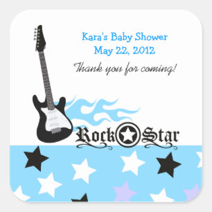 Rock Star Blue SQUARE Favour Sticker